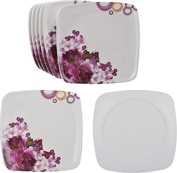 Maharaja Royal Melamine Unbreakable Microwave Safe Dinner Set (White and Purple) -40 Pieces Service for 6