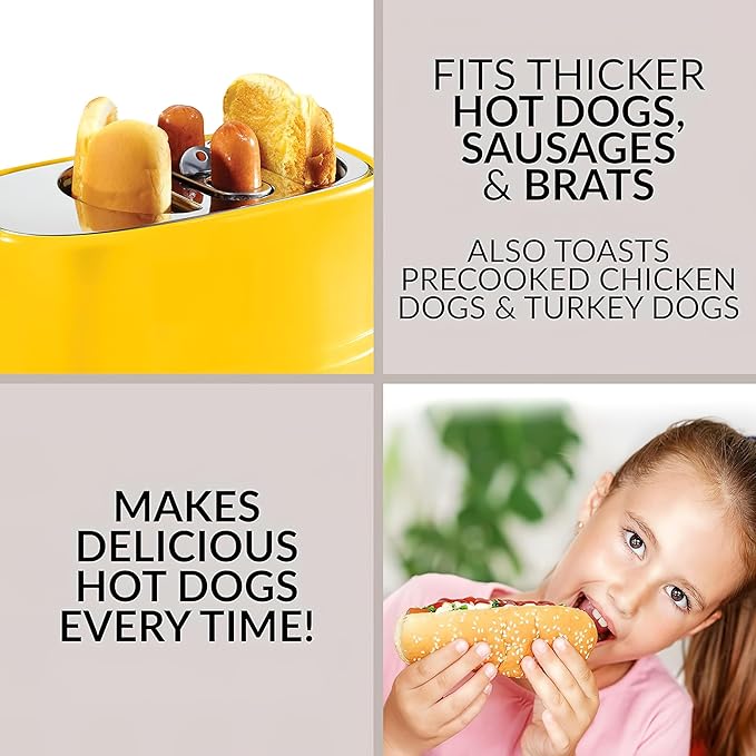Hot Dog Machine Toaster Sausage and Bread Maker Breakfast Grill Sandwich Maker for Home (Hot Dog Machine Yellow)
