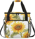 Yellow Flowers Coffee Maker Travel Bag Sunflower Insulated Grocery Bag Travel Picnic Leakproof Cooler Bags With Shoulder Strap