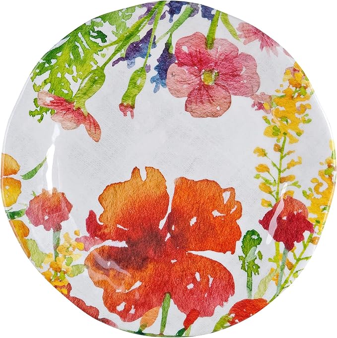 UPware 12 Piece Floral Melamine Dinnerware Sets Outdoor Dishes Set Plates and Bowls Sets Service for 4 Multicolor