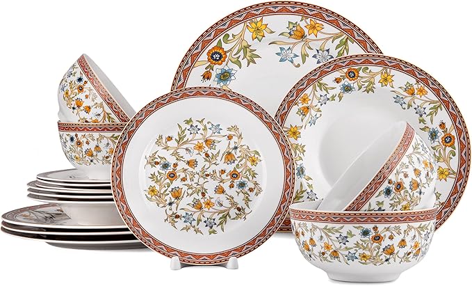 STP Porcelain J-229561 Fleurs des Prairies Bone China Dinnerware Set of 16 Service for 4