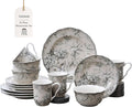 222 Fifth Adelaide 16-Piece Traditional Antique White Porcelain Dinnerware Set – Service for 4 Romantic Bird &amp Floral Design Everyday Big Dinner Plates and Bowls Sets Microwave &amp Dishwasher