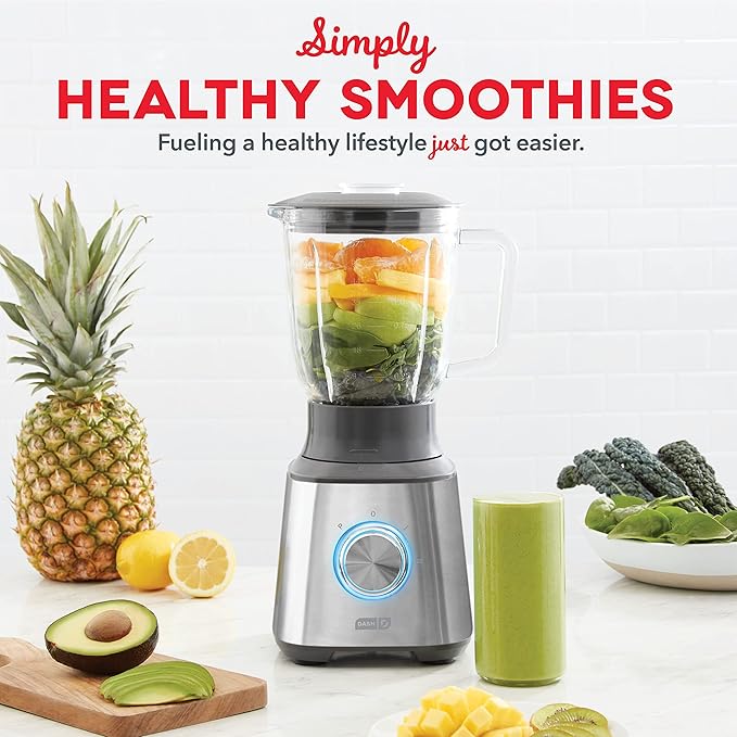 Dash Quest 50 oz Countertop Kitchen Blender Professional Heavy Duty High Speed Processor and Mixer Stainless