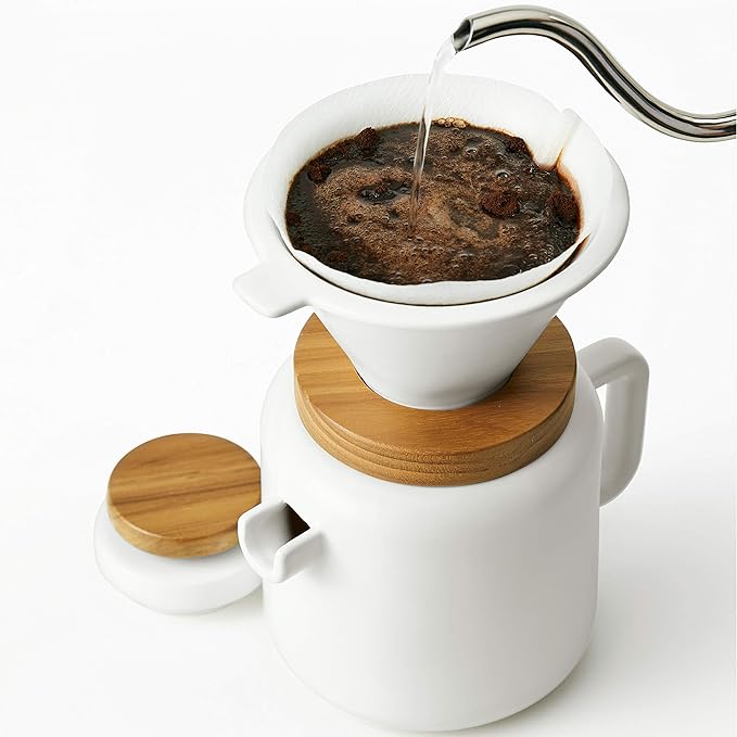 BonJour 47955 4-Cup Pour Set Stoneware Coffee Maker Matte White
