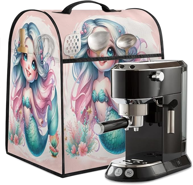 Kitchen Aid Mixer Cover Ocean Mermaid Stand Mixer Cover Compatible with 6-8 Quarts Stand Mixers Dust Covers with Zipper Pocket Foldable Washable Kitchen Aid Organizer Bag