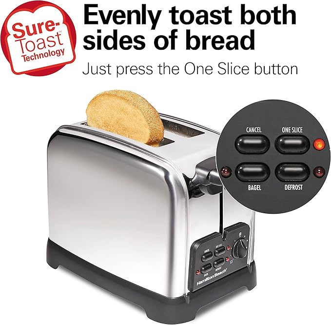 Hamilton Beach Retro Toaster with Wide Slots Sure-Toast Technology Bagel &amp Defrost Settings Auto Boost 2 Slice &amp Electric Tea Kettle Water Boiler &amp Heater 1.7 L Stainless Steel
