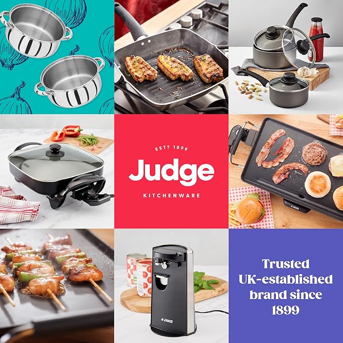 Judge Everyday 3 Piece Cookware Set Non Stick Pot Set 3-Pieces 16cm 18cm 20cm Saucepans Aluminium Pots with Heat Resistant Handles Not Suitable for Induction Hobs Compatible with All Other Hobs
