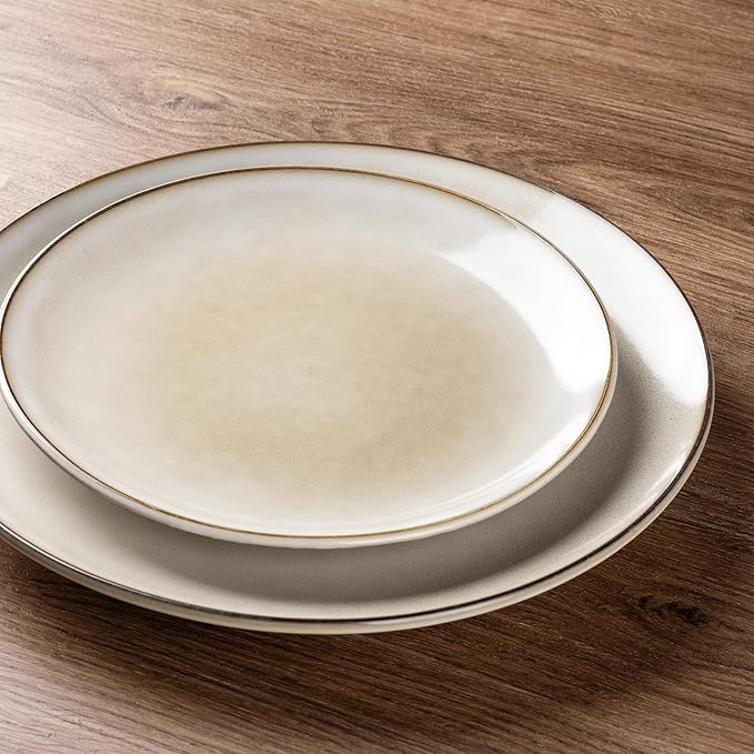 AmorArc Ceramic Dinnerware Sets for 4 12 Pieces Handpainted Plates and Bowls Set with Reactive Glaze Scratch Resistant Stoneware Dishes Set Dishwasher &amp Microwave Safe (16pc)