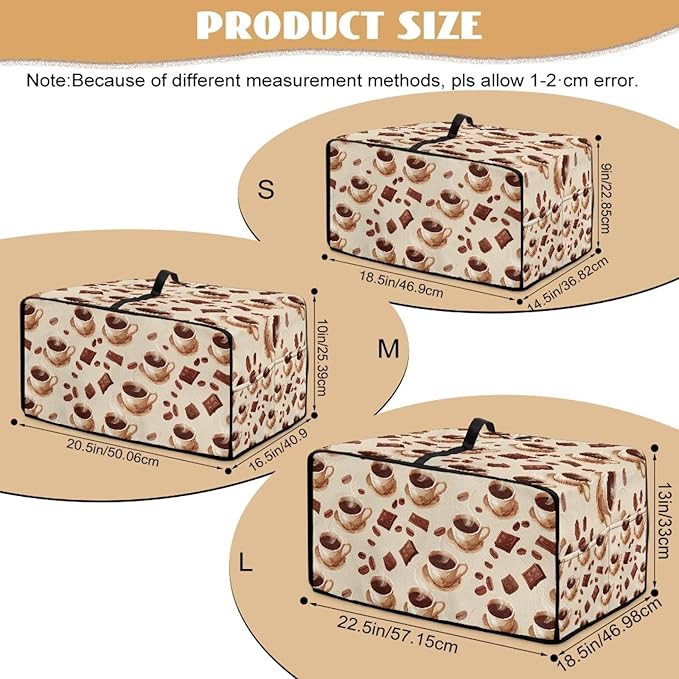 Convection Toaster Oven Cover with Storage Pockets Fits Machines Up to 18.5x14.5x9 Convection Toaster Oven Covers for Family Kitchen Essential Coffee Bean