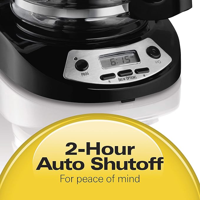 Hamilton Beach 12 Cup Programmable Coffee Maker Brew Options Glass Carafe (46299) Black with Stainless Accents &amp Permanent Gold Tone Filter Fits Most 8 to 12-Cup Coffee Makers (/80675)