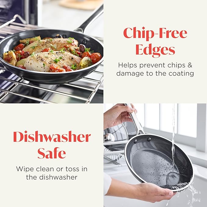 Orfeo 8” Nonstick Frying Pan Skillet Made in Italy Diamond Ceramic PFAS-Free Cookware Induction Ready Scratch Resistant Laser-Fused Surface for Durability Dishwasher Safe Black