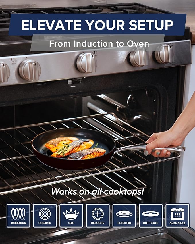Nuwave Lux 13-Piece Premium Cookware Collection Next-Generation G11 Duralon Blue Ceramic Nonstick Ultra Durable PFAS-Free Lightweight &amp Works on All Cooktops