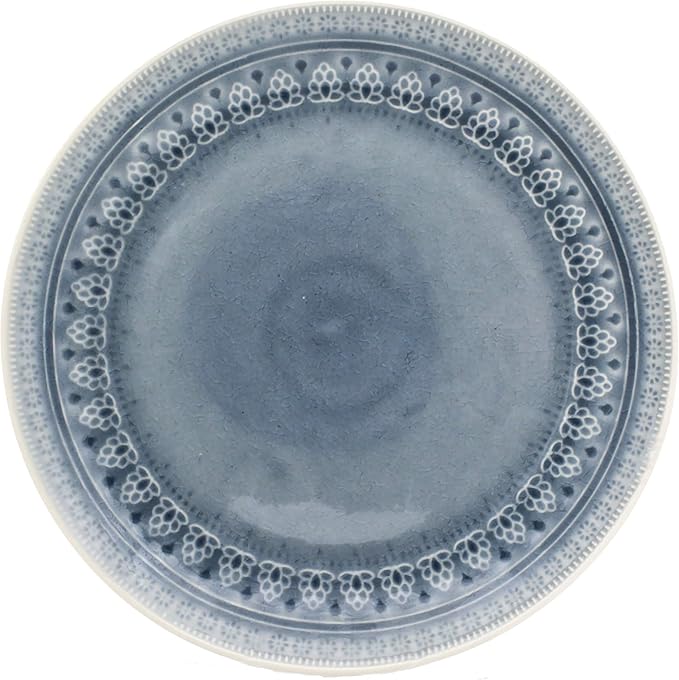 Euro Ceramica Fez 16 Piece Double Bowl Stoneware Mandala Pattern Design Dinnerware Set Service for 4 Grey