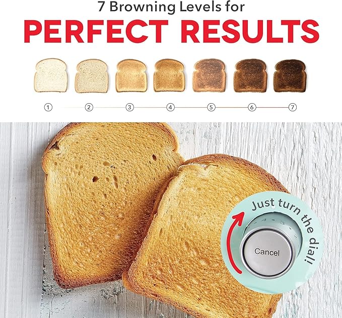 Dash Clear View Toaster - Features Large Window &amp Extra-Wide Slots - Auto-Shut Off Feature - Bagel Functions &amp Seven-Browning Levels - 1-Touch Defrost - Aqua