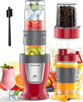 Smoothie Blender 650W Personal Blenders for Shakes and Smoothies with Grinder Cup &amp 2 BPA-Free Portable Cups (20oz+14oz) Portable Blender for Juices Smoothies Maker for Kitchen Red