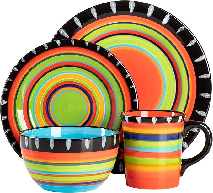 Gibson Elite Feliz Mesa 16-Piece Hand Painted Dinnerware Set Service for 4 (16pc)