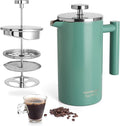 Mixpresso Green Stainless Steel French Press Coffee Maker 26 Oz 770 Ml Double Wall Insulated French Press Stainless Steel Easy Clean Tea Brewer Easy Press Durable Metal Coffee Press