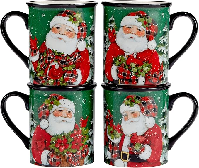 Certified International Christmas Lodge Santa 16 pc Dinnerware Set Service for 4