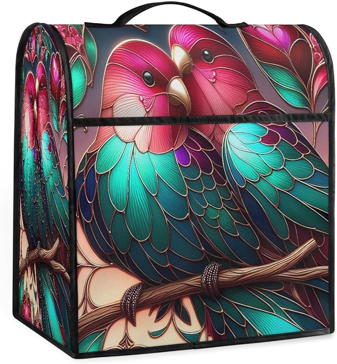 cfpolar Kitchen Aid Mixer Cover Compatible with 6-8 Quarts Bird Flower Glass Painting Stand Mixer Cover Kitchen Aid Mixers Accessories Appliance Organizer Bag Dust Covers with Zipper Pocket