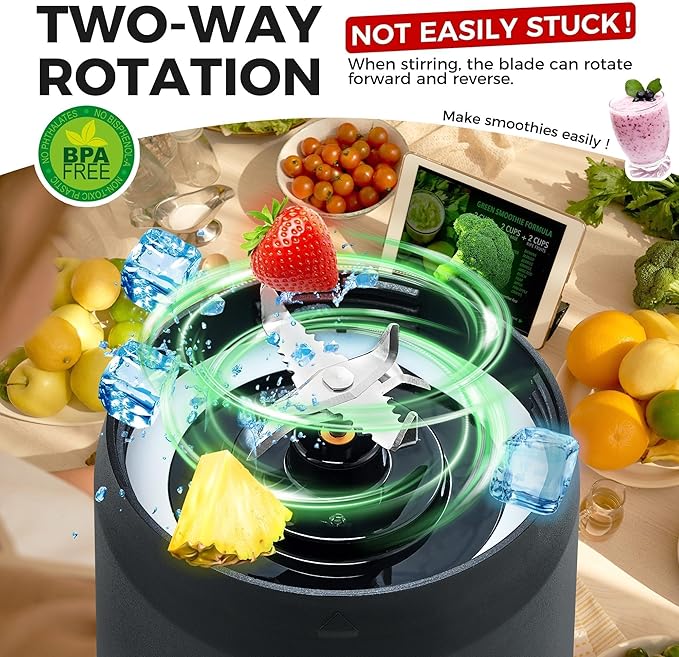 Portable Blender Anti-Jamming 300 Watt for Shakes and Smoothies 24oz Travel Blender USB Rechargeable BPA Free Sporty bottle with a Travel Lid. (Black Base Grey Lid) (Black with Insulated Sleeve)