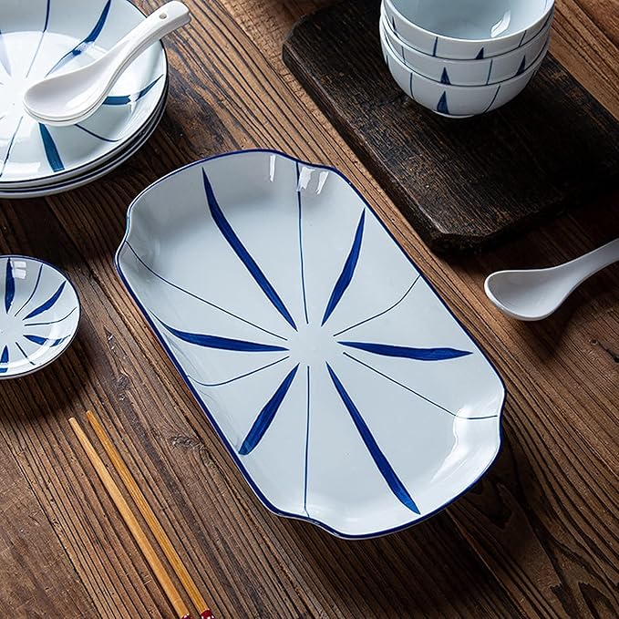 Retro Ceramic Dinnerware Set Include Soup Bowls Salad Plates SetJapanese Style-Modern Elegant Dinner Table Service8 pcs