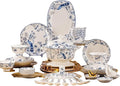 Fine Bone China Dinnerware SetPorcelain&ampCeramic Dinnerware SetsBone Stoneware &ampCeramic Cookware Tableware Set Includes Dinner Plates|Spoons|Pasta Bowls|Soup Pot|Chopsticks (56 PCS)