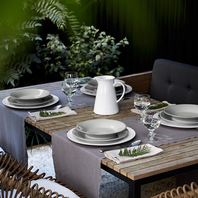 Costa Nova Ceramic Stoneware 5-Piece Place Setting Service for 1 - Friso Collection Grey | Microwave &amp Dishwasher Safe Dinnerware Set | Food Safe Glazing | Restaurant Quality Tableware
