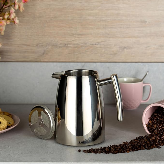 HFD-16 Belmont 16 Cup Double Walled Cafetiere Coffee Maker Mirror Finish 2 Litre