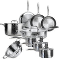 imarku 14-Piece Stainless Steel Cookware Set Tir-Ply Pots and Pans Set with Lids Induction Compatible Oven Safe to 500°F Non-ToxicDishwasher Safe Ideal Gift for Home Cooking Women