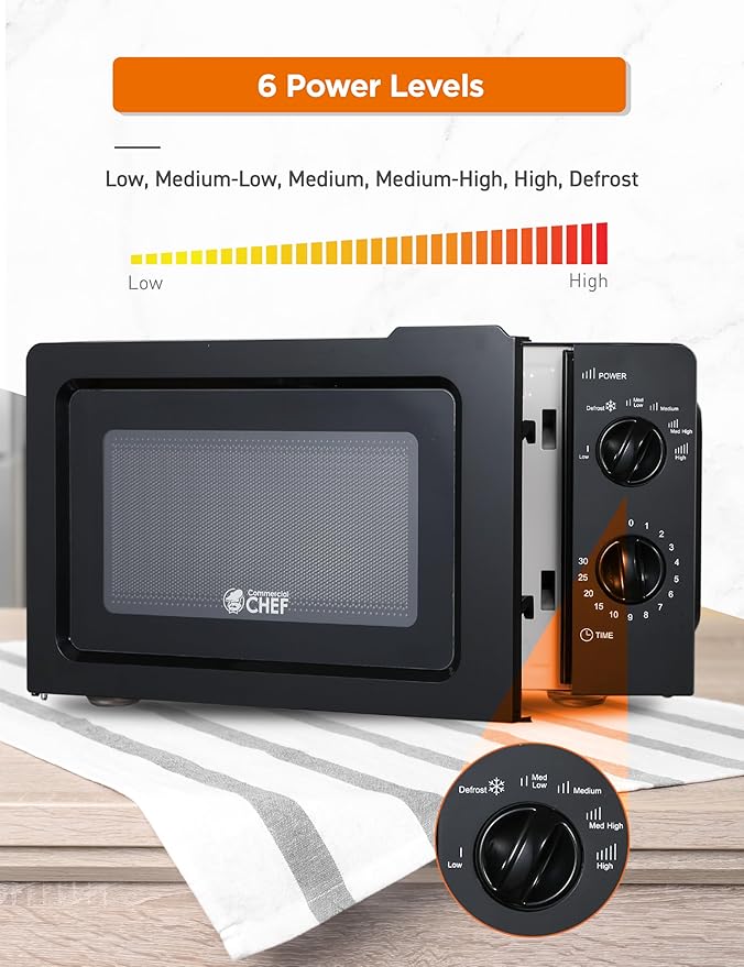 Commercial CHEF 0.6 Cubic Foot 600W Microwave Bundle with Keurig® K-Supreme Single Serve K-Cup Pod Coffee Maker Black