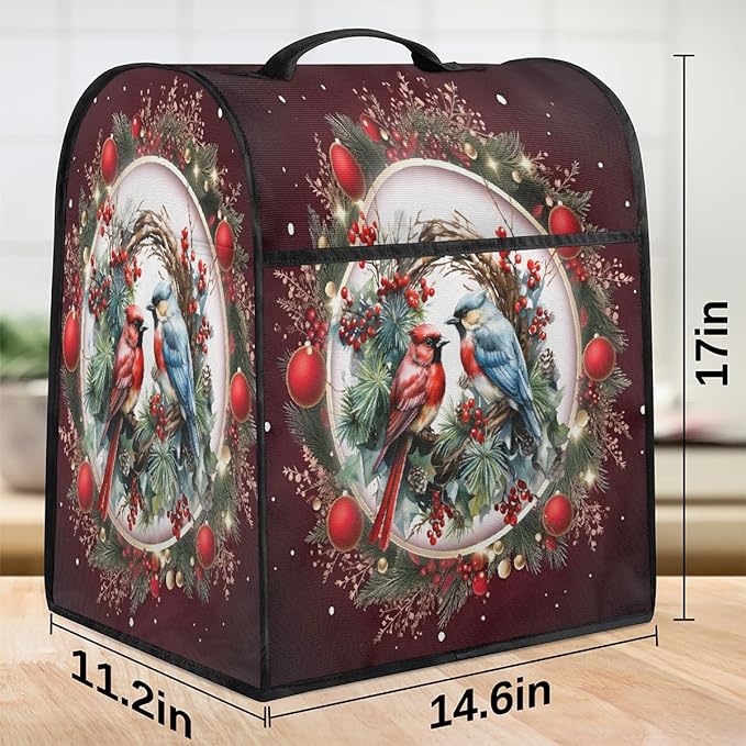 cfpolar Kitchen Aid Mixer Cover Compatible with 6-8 Quarts Christmas Ball Cardinal Stand Mixer Cover Kitchen Aid Mixers Accessories Appliance Organizer Bag Dust Covers with Zipper Pocket