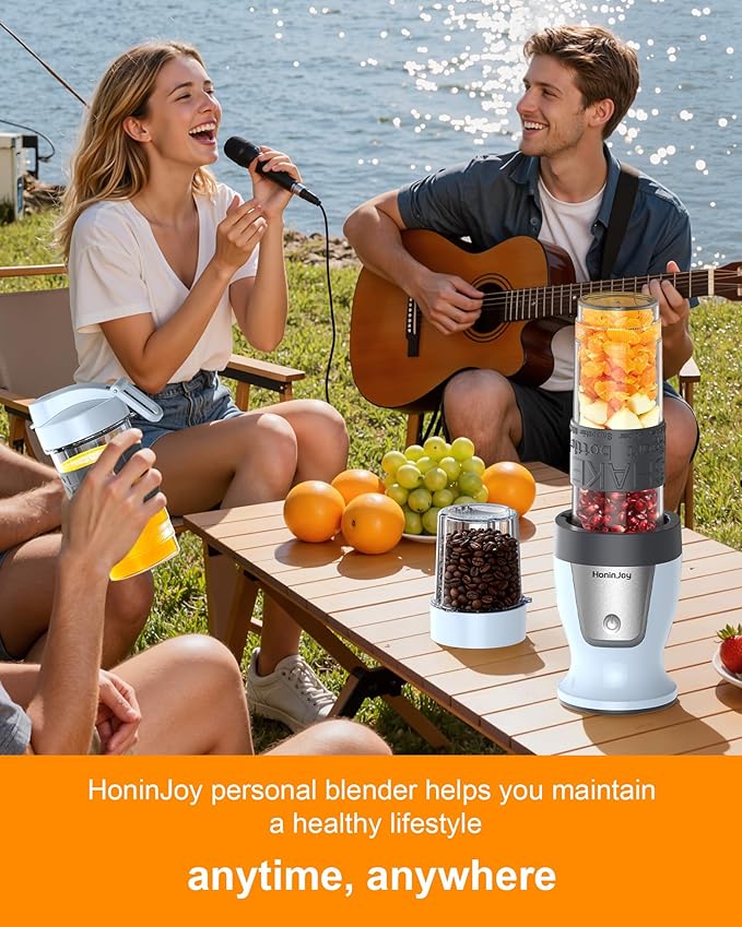 Smoothie Blender 650W Personal Blenders for Shakes and Smoothies with Grinder Cup &amp 2 BPA-Free Portable Cups (20oz+14oz) Portable Blender for Juices Smoothies Maker for Kitchen Blue