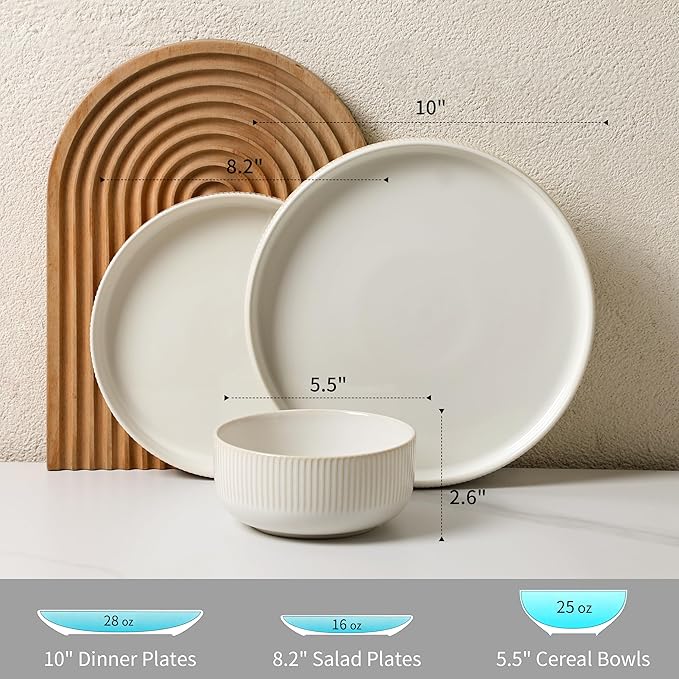 Dinnerware Sets 18 Pieces Stoneware Plates and Bowls Set Reactive Glaze Ceramic Dishes Set Scratch Resistant Kitchen Dinner Set Dishwasher &amp Microwave Safe Service for 6