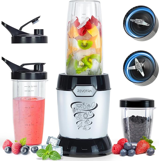 Smoothie Blender 1200W Personal Blender for Smoothies Blenders for Kitchen with 2 BPA-Free 26oz Travel Cups Perfect for Smoothies Frozen Drinks Juices &amp Protein Shakes Stainless Steel Blades