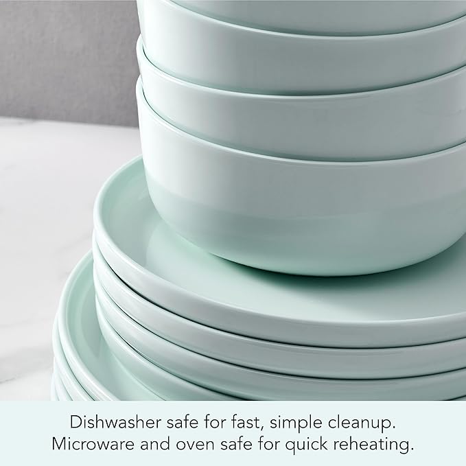 Mikasa Madison Pastel Bone China Lightweight Chip Resistant 12 Piece Dinnerware Set Mint Green