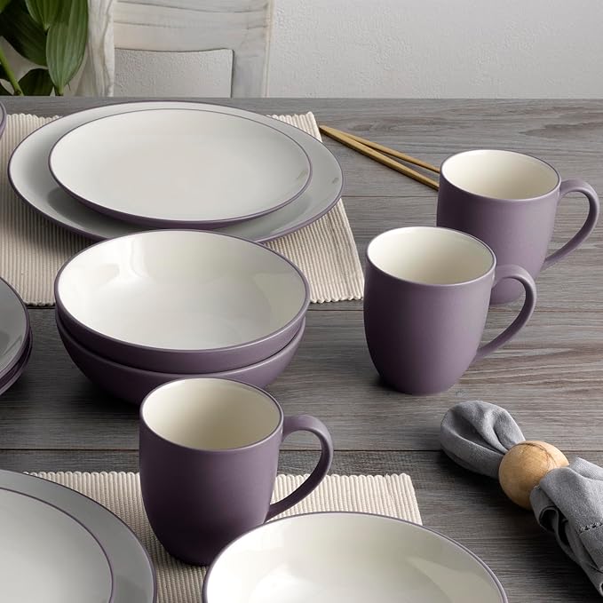 Noritake Colorwave Plum 16-Piece Coupe Dinnerware Set Service For 4