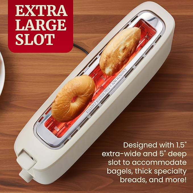 Elite Gourmet ECT2517C SLIMTOAST™ 2-Slice Long Slot Toaster Cool-touch Body 6 Toast Settings &amp Cancel Function Extra Wide 1.5” Slot Easily Fits Breads English Muffins Bagels &amp Waffles C