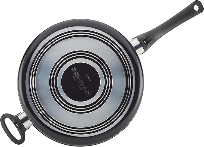Farberware Glide Ceramic Nonstick Saute Pan / Frying Pan / Fry Pan with Lid and Helper Handle - 4 Quart Black