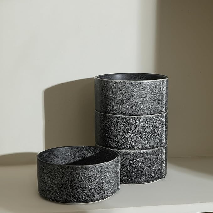 Stone Lain Bao 4-Piece Bowl Set Stoneware Charcoal
