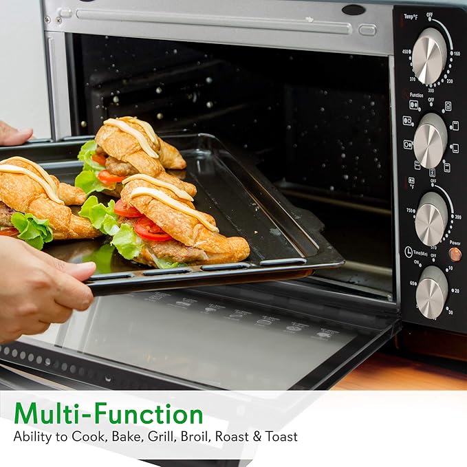 NutriChef Kitchen Convection Electric Countertop Rotisserie Toaster Oven Cooker with Food Warming Hot Plates 30+ Quart (AZPKRTO28)
