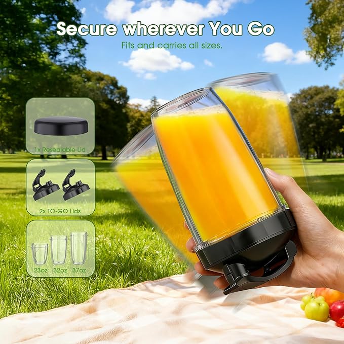 Countertop Blenders for Kitchen 25000RPM Personal Blender for Shakes and Smoothies with 37oz 32oz 23oz Portable Cups Smoothie Blender for Ice Crushing Frozen Drinks Milkshake Juice Nuts