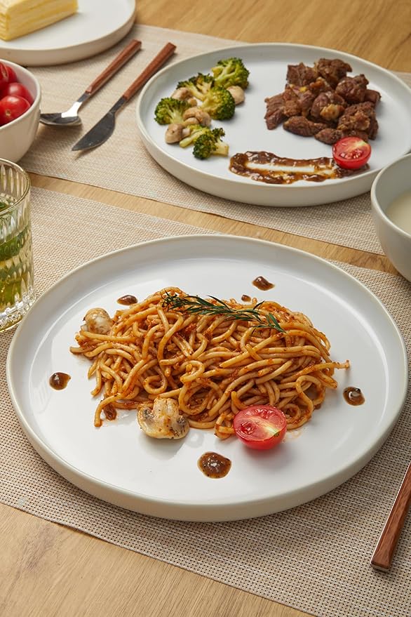 18-Piece Fog White Ceramic Plates and Bowls SetMinimalist Dinnerware Sets for 6 – Artful Dish Set for Serene Dining &amp Everyday Aesthetic