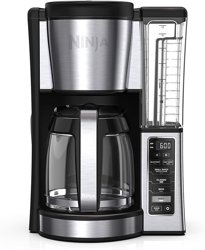 Ninja 12-Cup Programmable Coffee Brewer 2 Brew Styles Adjustable Warm Plate 60oz Water Reservoir Delay Brew - Black/Stainless Steel