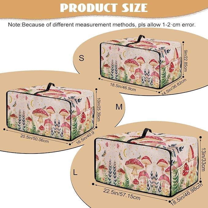 Mushroom Butterfly Toaster Oven Cover Heavy Duty Heat-resistant Waterproof Dust-Proof Protective Case with Side Pockets for Bake Air Fry Toaster Oven Easy Maintenance