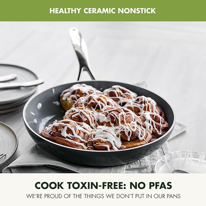 GreenPan Valencia Pro Ceramic Nonstick 22 Piece Cookware Set Hard Anodized PFAS-Free Pots &amp Pans Induction Ready Compatible on All Cooktops Dishwasher Safe Oven Safe to 600F Gray