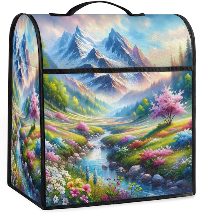 cfpolar Kitchen Aid Mixer Cover Compatible with 6-8 Quarts Flowers Trees River Stand Mixer Cover Kitchen Aid Mixers Accessories Appliance Organizer Bag Dust Covers with Zipper Pocket