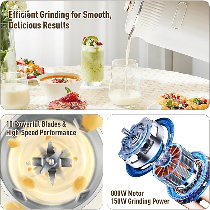 Nut Milk Maker Machine Nut Milk Maker Blender The 8-in-1 Multifunction NutMilk &amp Juice Maker Nutmilk Machine with Keep Warm/One-Button Self-Cleaning/Delay Start (Green)