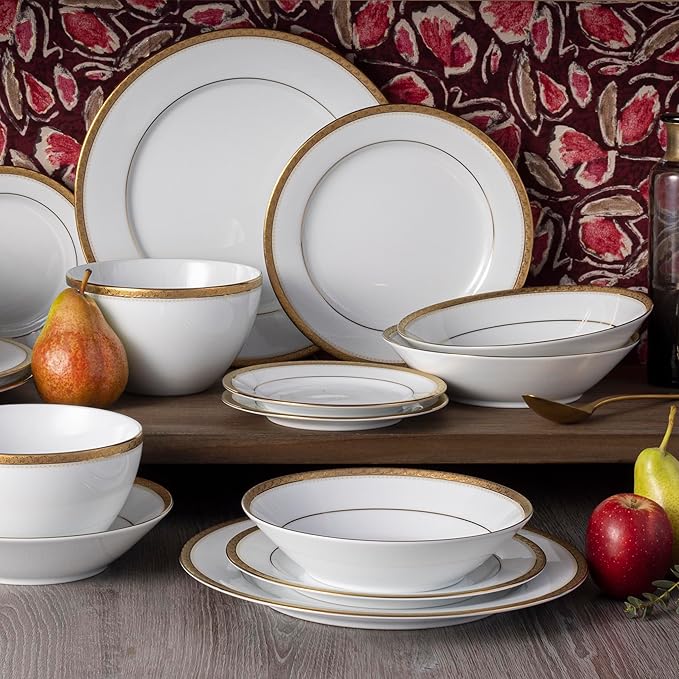 Noritake Charlotta Gold 30-Piece Dinnerware Set Service for 6