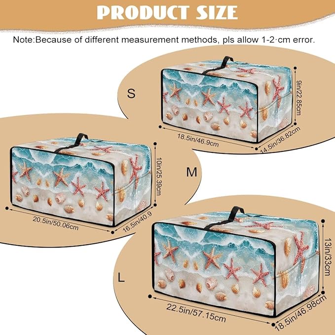 Beach Starfish Shells Toaster Oven Cover Waterproof Air Fryer Compatible for Air Fryer/French Door 360 Air Fryer Toaster Oven Combo With Organizing Side Pockets