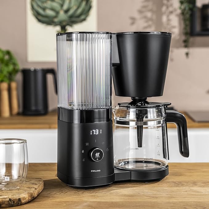 ZWILLING Enfinigy Glass Drip Coffee Maker 12 Cup Awarded the SCA Golden Cup Standard Black